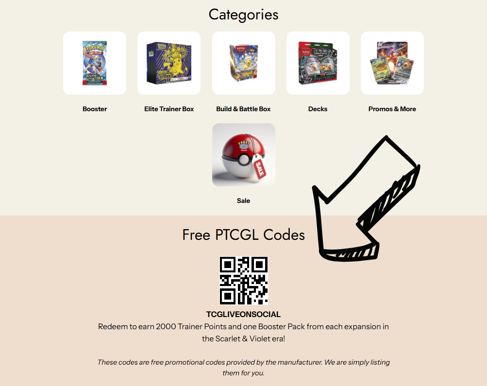 Free PTCGL Promo Codes on Front Page